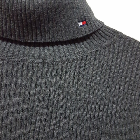 TOMMY HILFIGER VINTAGE TURTLE NECK LONG SLEEVE 100% COTTON DARK GRAY SWEATER XL - Picture 4 of 9